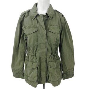Gap Green Utility Jacket Size XS Military Army Anorak Cotton Snaps Zip Pockets